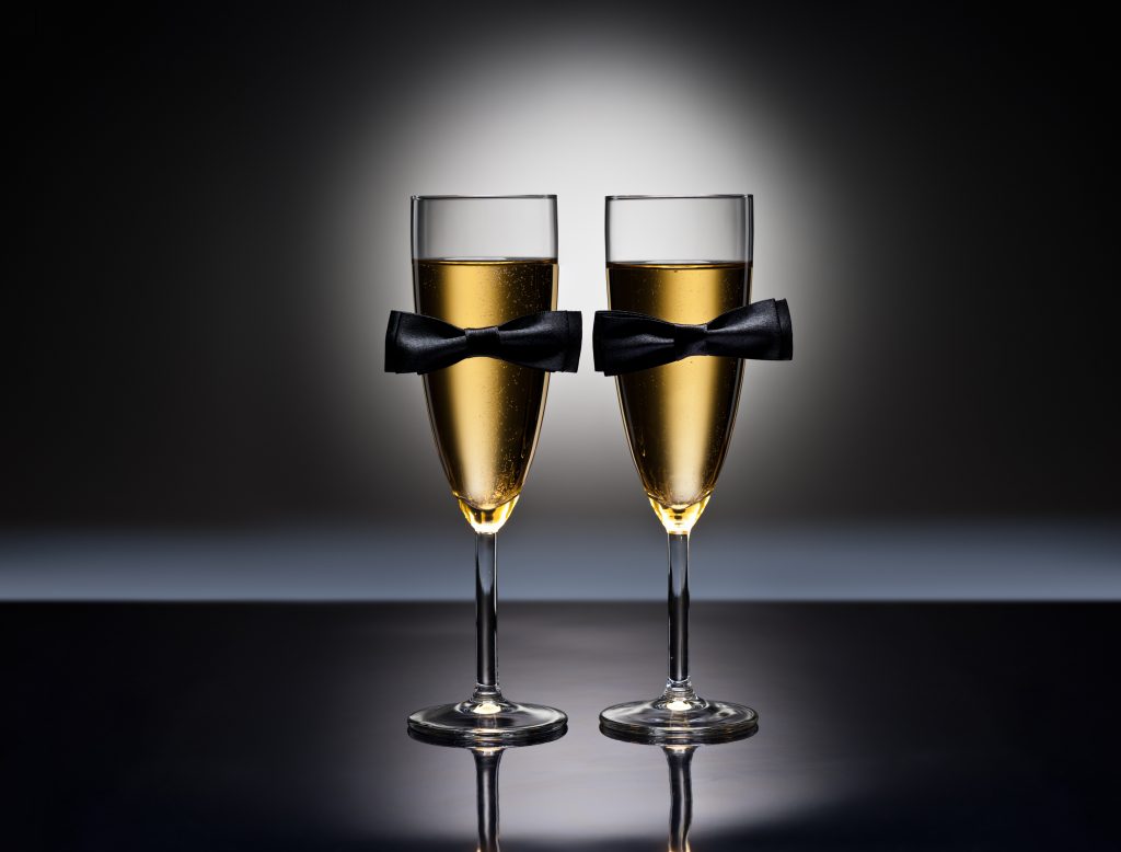Champagne,Glasses,With,Conceptual,Same,Sex,Decoration,For,Gay,Men